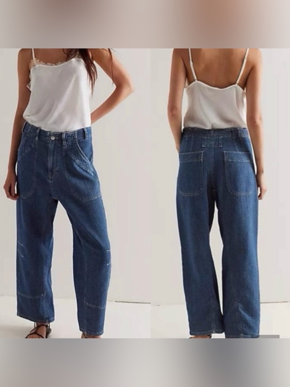 Free People Midnight Voyage Dropped Boyfriend Trouser NWT Jeans Boho Baggy Small